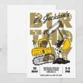 Invitation Fête d'anniversaire sur le thème de la constructio (Devant / Derrière)