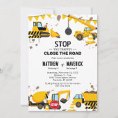 Invitation Fête d'anniversaire sur le thème de la constructio (Devant)