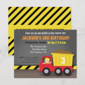 Invitation Fête d'anniversaire sur le thème de la constructio (Devant / Derrière)