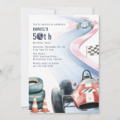 Invitation Fête d'anniversaire sur le thème de la course pour (Devant)
