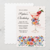 Invitation Fête d'anniversaire sur le thème de la Fiesta pers (Devant / Derrière)