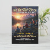 Invitation Fête d'anniversaire sur le thème de la pêche (Debout devant)