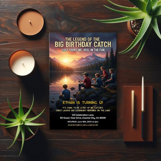Invitation Fête d'anniversaire sur le thème de la pêche