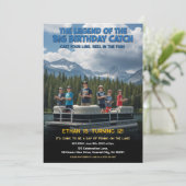 Invitation Fête d'anniversaire sur le thème de la pêche (Debout devant)