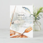 Invitation Fête d'anniversaire sur le thème de la pêche O-Fis (Debout devant)