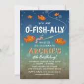 Invitation Fête d'anniversaire sur le thème de la pêche pour  (Devant)