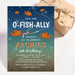 Invitation Fête d'anniversaire sur le thème de la pêche pour 