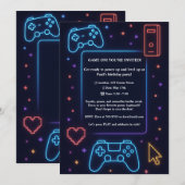 Invitation Fête d'anniversaire sur le thème de l'Arcade Gamer (Devant / Derrière)