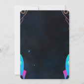 Invitation Fête d'anniversaire sur le thème de l'espace rose  (Dos)