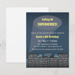 Invitation Fête d'anniversaire sur le thème de tous les super