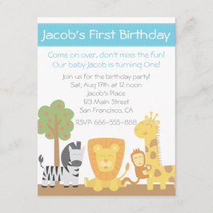Invitation Fête d'anniversaire sur le thème des animaux de sa