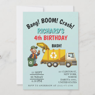 Invitation Fête d'anniversaire sur le thème des camions poube