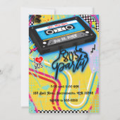 Invitation Fête d'anniversaire sur le thème des cassettes aud (Dos)