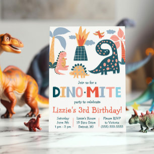 Invitation Fête d'anniversaire sur le thème des dinosaures Di