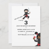 Invitation Fête d'anniversaire sur le thème des ninjas (Devant)