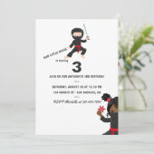 Invitation Fête d'anniversaire sur le thème des ninjas (Debout devant)