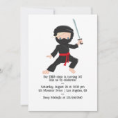 Invitation Fête d'anniversaire sur le thème des ninjas (Devant)