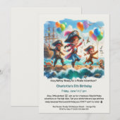 Invitation Fête d'anniversaire sur le thème des pirates (Devant / Derrière)