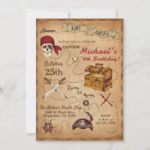 Invitation Fête d'anniversaire sur le thème des pirates (Devant)
