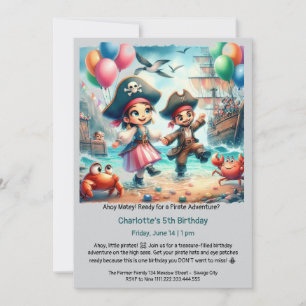 Invitation Fête d'anniversaire sur le thème des pirates