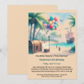 Invitation Fête d'anniversaire sur le thème des pirates (Devant / Derrière)