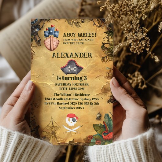 Invitation Fête d'anniversaire sur le thème des pirates