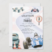 Invitation Fête d'anniversaire sur le thème des voitures de c (Devant)