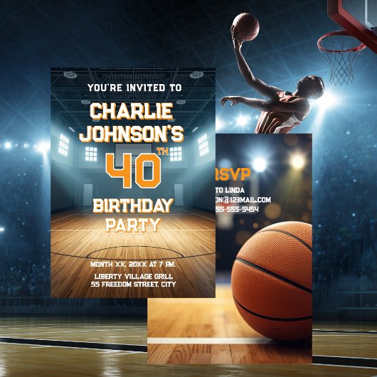 Invitation Fête d'anniversaire sur le thème du basket pour le