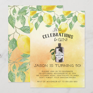 Invitation Fête d'anniversaire sur le thème du Gin