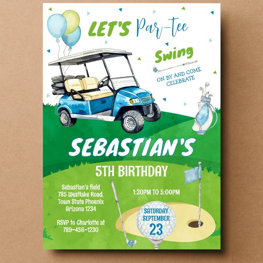 Invitation Fête d'anniversaire sur le thème du golf