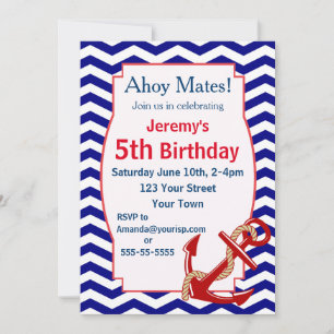 Invitation Fête d'anniversaire sur le thème nautique