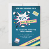 Invitation Fête d'anniversaire sur le thème Rétro 90 (Devant)