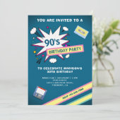Invitation Fête d'anniversaire sur le thème Rétro 90 (Debout devant)