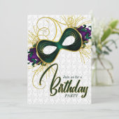 Invitation Fête d'anniversaire sur Mardi Gras Mask (Debout devant)
