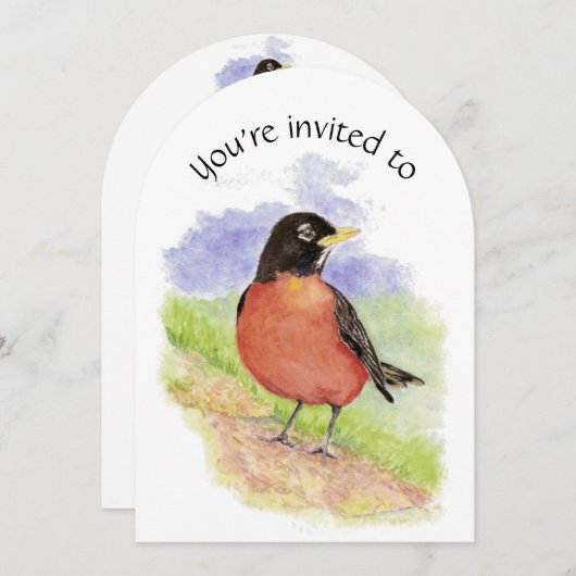 Invitation Fête d'anniversaire sur mesure American Robin Bird (Devant / Derrière)