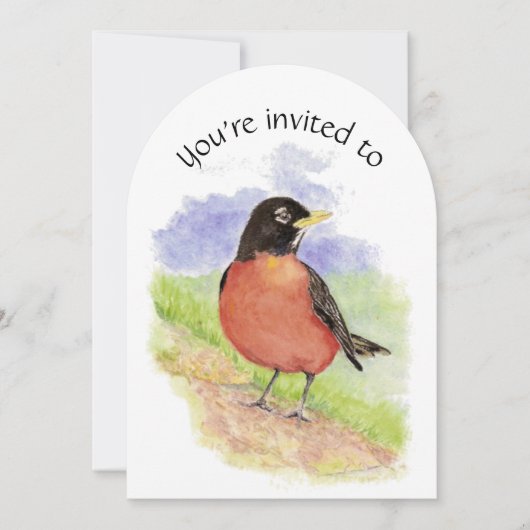 Invitation Fête d'anniversaire sur mesure American Robin Bird (Devant)