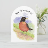 Invitation Fête d'anniversaire sur mesure American Robin Bird (Debout devant)
