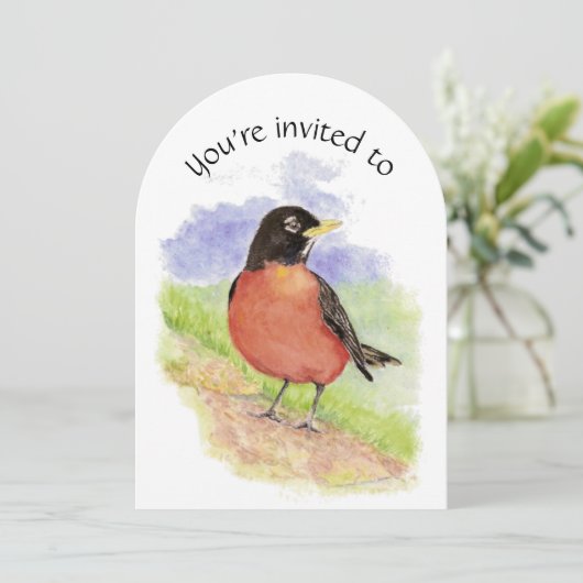 Invitation Fête d'anniversaire sur mesure American Robin Bird (Debout devant)