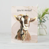 Invitation Fête d'anniversaire sur mesure Chèvre ferme animal (Debout devant)