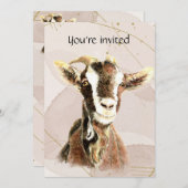 Invitation Fête d'anniversaire sur mesure Chèvre ferme animal (Devant / Derrière)