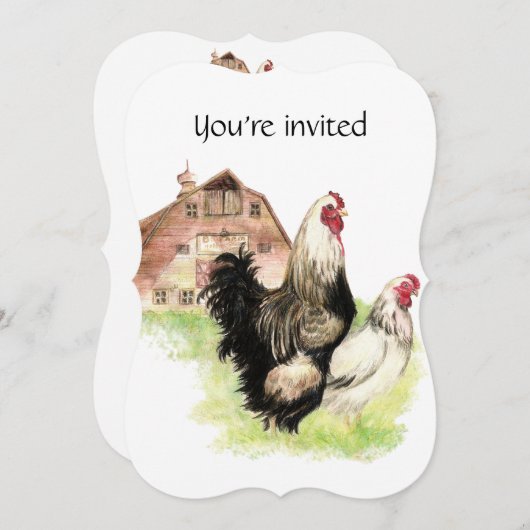 Invitation Fête d'anniversaire sur mesure ferme de poulet (Devant / Derrière)
