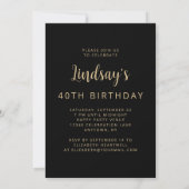 Invitation Fête d'anniversaire sur mesure pour les 40 ans (Dos)