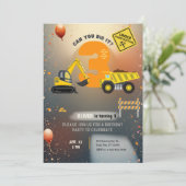 Invitation Fête d'anniversaire sur un chantier de constructio (Debout devant)