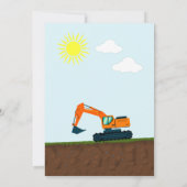 Invitation Fête d'anniversaire sur un chantier de constructio (Dos)
