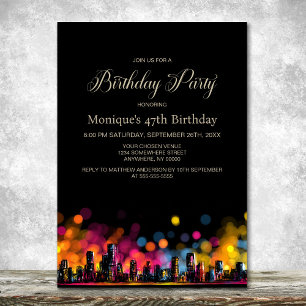 Invitation Fête d'anniversaire sur un paysage urbain