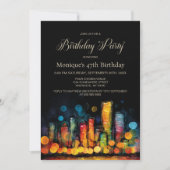 Invitation Fête d'anniversaire sur un paysage urbain (Devant)