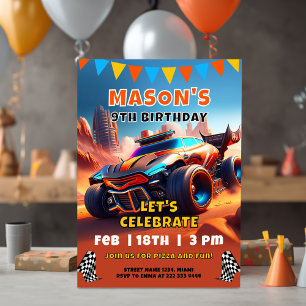 Invitation Fête d'anniversaire sur une piste de course palpit