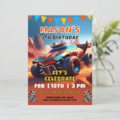 Invitation Fête d'anniversaire sur une piste de course palpit (Debout devant)