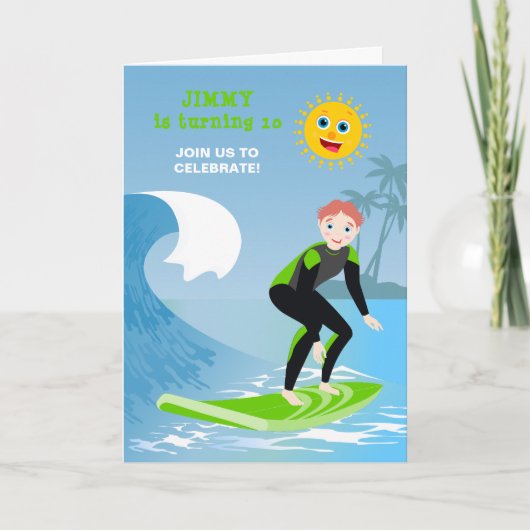 Invitation Fête d'anniversaire Surf's up boy (Devant)