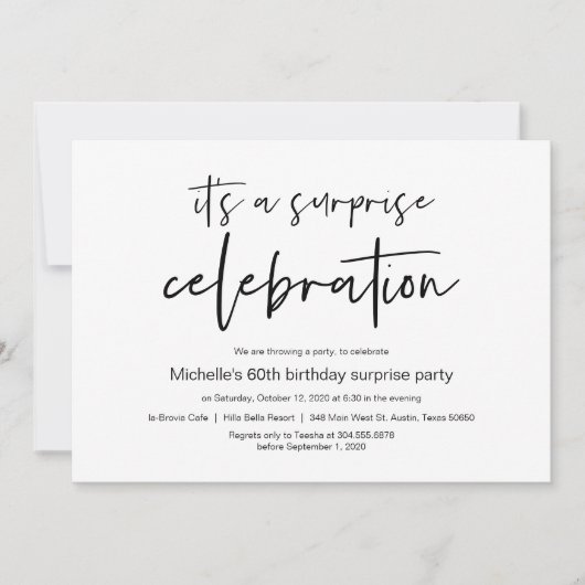 Invitation Fête d'anniversaire surprise (Devant)